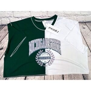 ZooZatz Michigan State Spartans Colorblock T Shirt‎ XL NWT